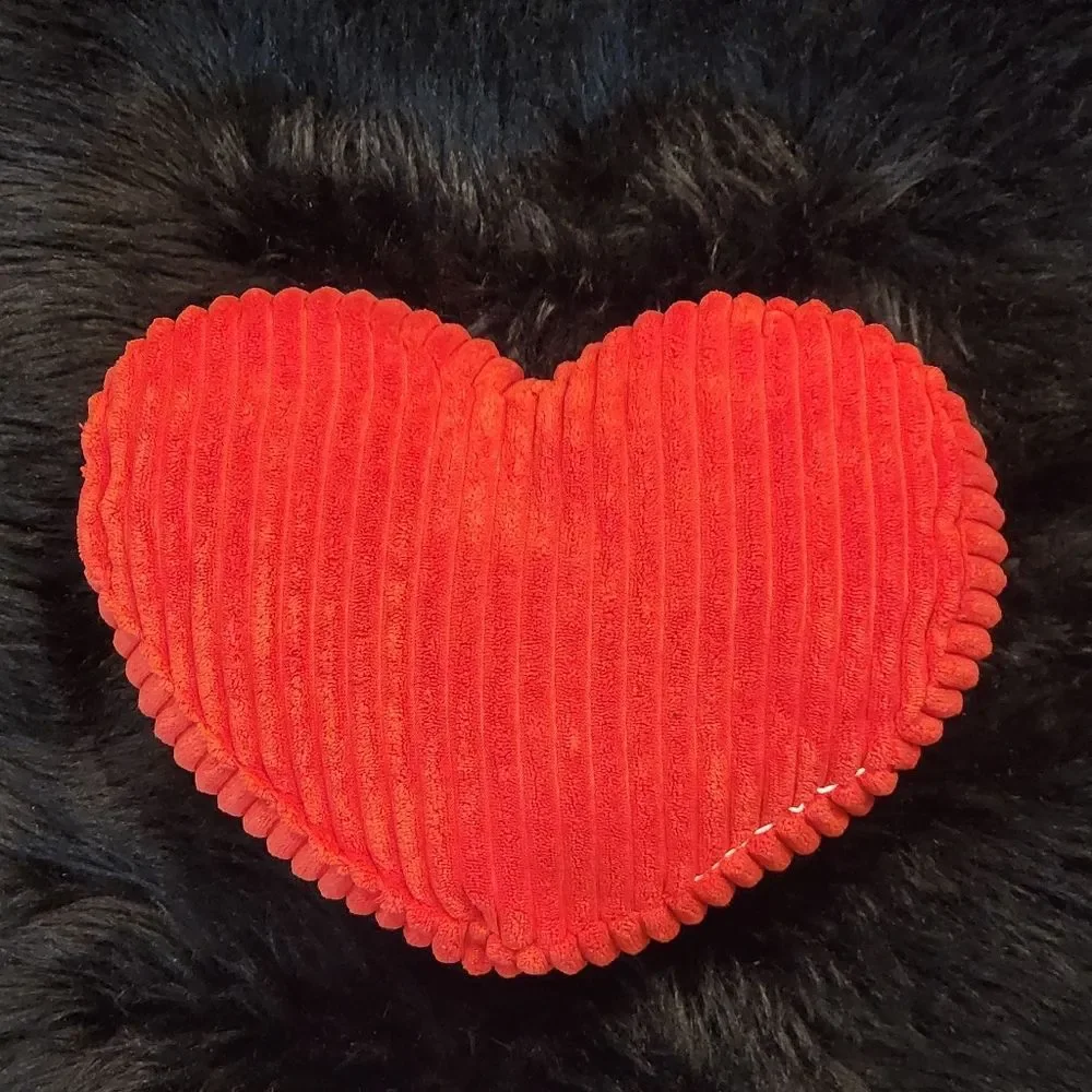Red Faux Fur Heart Shaped Throw Pillow, 12.5